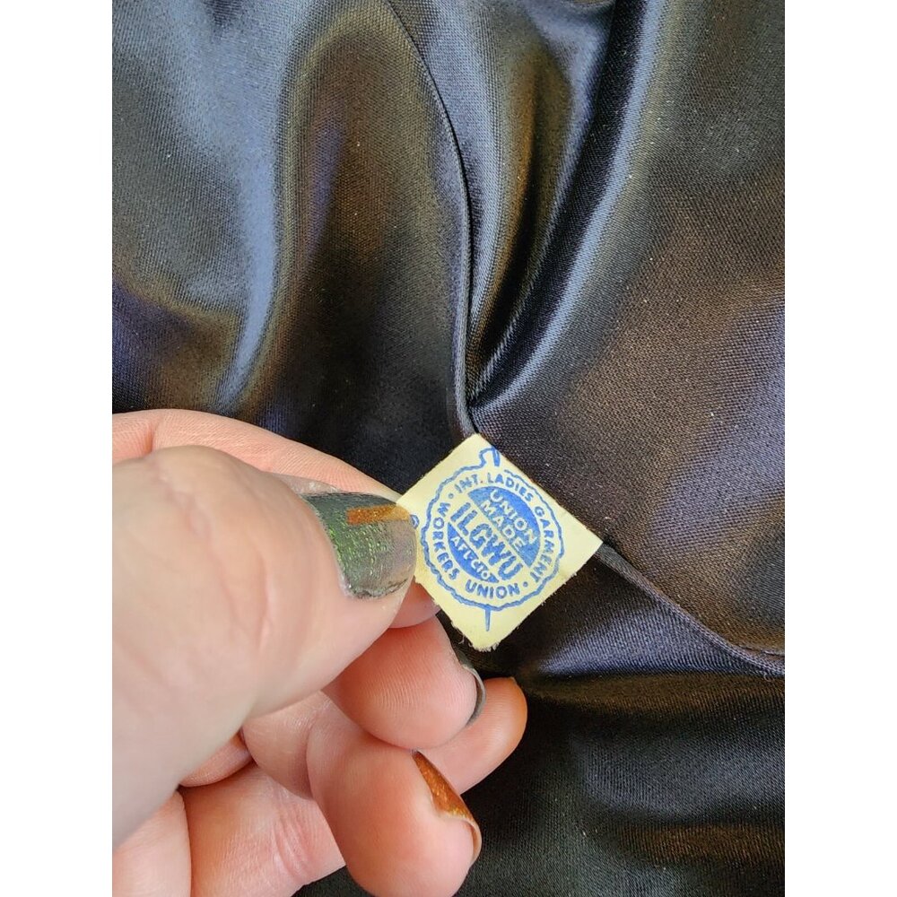 1940s VTG Black Velvet Opera Coat S Grandcoat Vampire Chic Old Hollywood Glamour - Picture 8 of 11